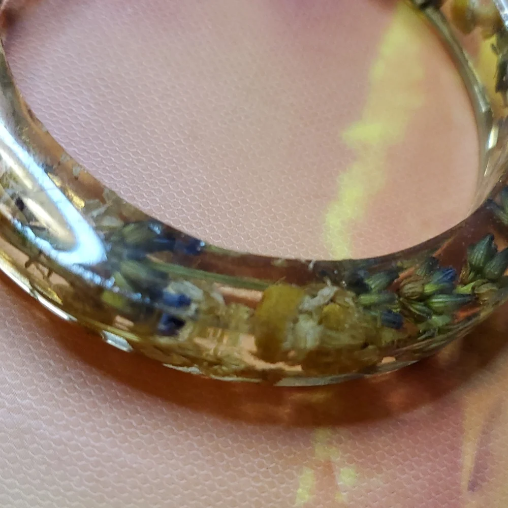 Bangle with Dried Flowers Inside Vintage